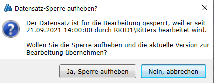 Dialog Sperre aufheben