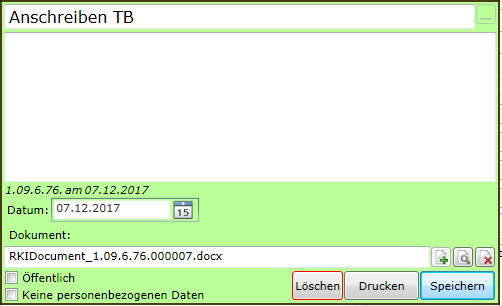 Anschreiben-Anhang geschlossen (links) und geöffnet (rechts).