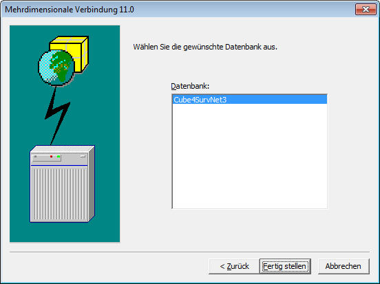 Fenster für Zugang zum Analysis-Server für OLAP-Abfragen